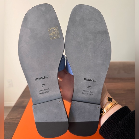 Hermes Oran Sandals Bleu Cameo - Picture 7 of 10
